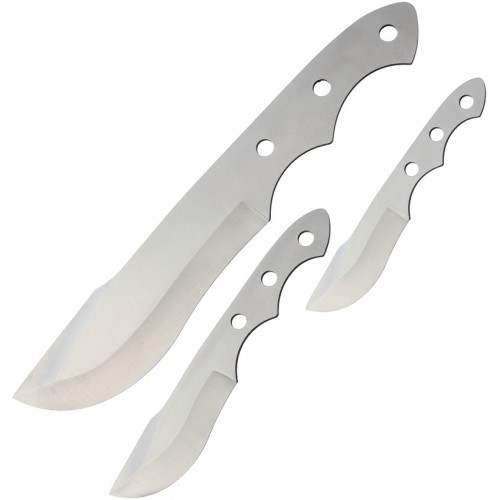 Rough Ryder 3 Piece Knifemaking Blade Set - 6.75", 3.75" and 3" Blades, Brushed Stainless Steel
