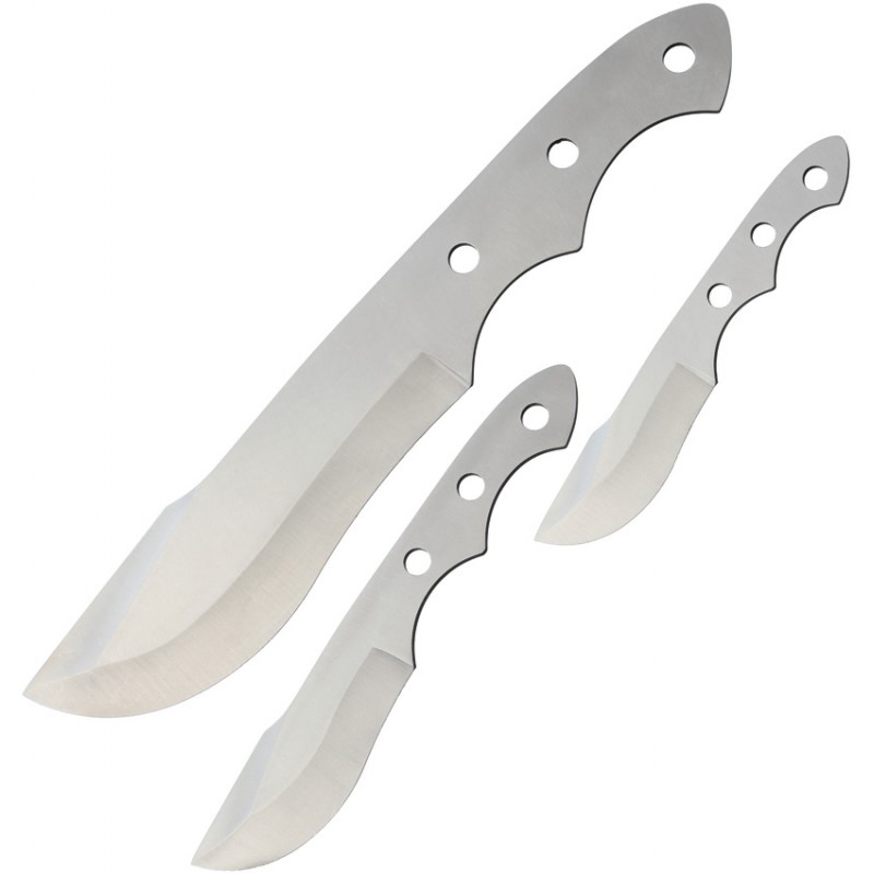 Rough Ryder 3 Piece Knifemaking Blade Set - 6.75", 3.75" and 3" Blades, Brushed Stainless Steel