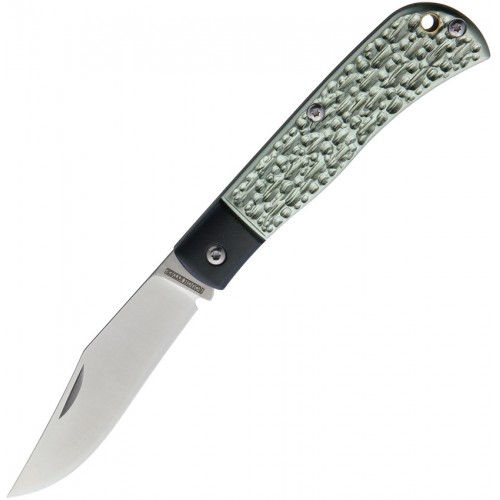 Rough Ryder 2107 UK EDC Folding Knife - 3" Stain Finish Blade with Green and Black Textured Handle