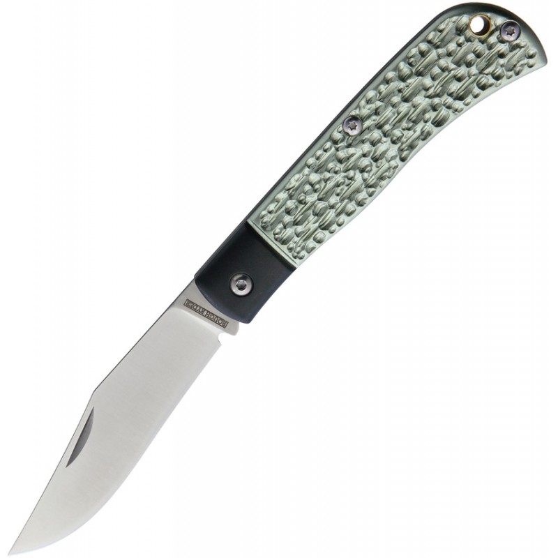 Rough Ryder 2107 UK EDC Folding Knife - 3" Stain Finish Blade with Green and Black Textured Handle