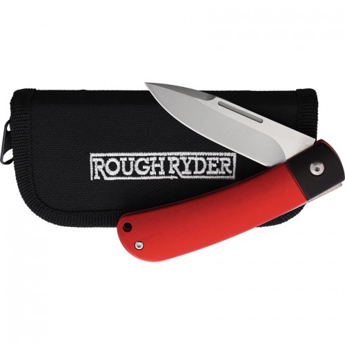 Rough Ryder APTA Folder Red UK EDC Pocket Knife - 2.75" Satin Finish Blade, Black and Red Aluminium Handle