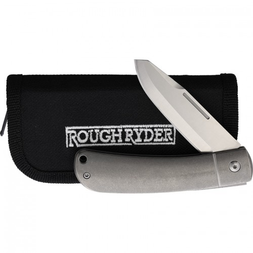 Rough Ryder APTA Folder Titanium UK EDC Pocket Knife - 2.75" Satin Finish Stainless Blade, Titanium Handle
