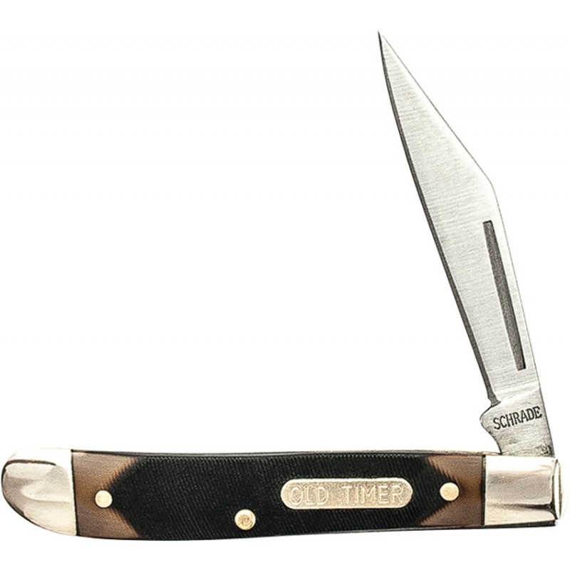 Schrade Old Timer UK EDC Pal Folder - 2.2" Stainless Steel Clip Blade, Sawcut Delrin Handle