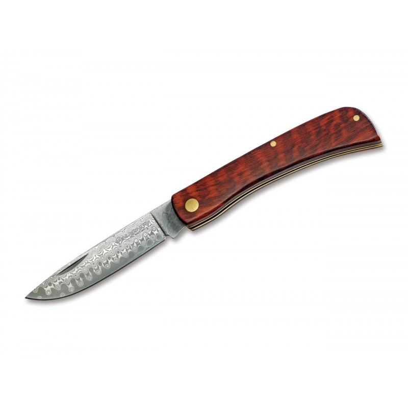 Boker Magnum Snake Rangebuster Damascus UK EDC Knife - 2.63" Blade, Snakewood Handle