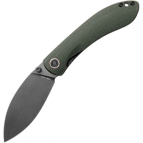 Vosteed Nightshade TS Shillin Folding Knife - 3.25" Black Nitro-V Blade Green Canvas Micarta Handle