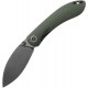 Vosteed Nightshade TS Shillin Folding Knife - 3.25" Black Blade Green Canvas Micarta Handle