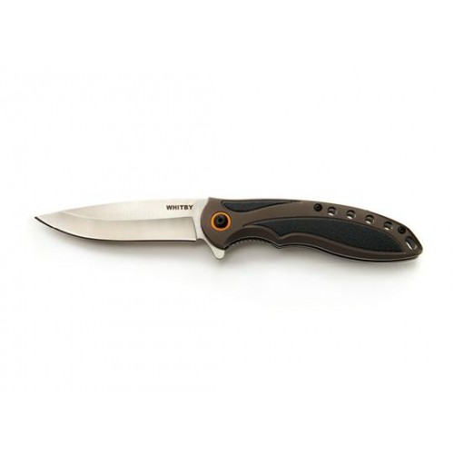 Whitby Liner Lock Knife - 3.25" Blade, Grey Aluminium Handle