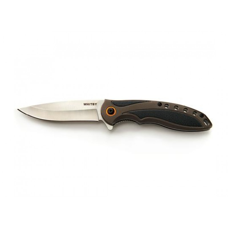 Whitby Liner Lock Knife - 3.25" Blade, Grey Aluminium Handle