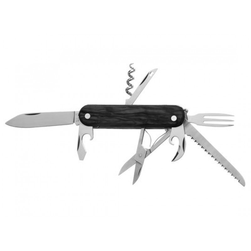 Pakkawood UK EDC Multipurpose Folding Knife 2.76" Blade - 8 Tools inc Saw, Fork and Reamer