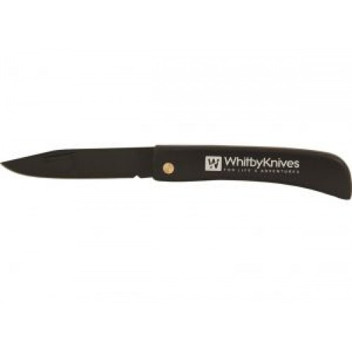 Whitby Pocket Knife - 3.25" Black Carbon Blade with Black Handle - PK21B