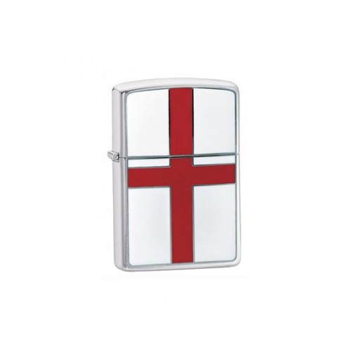 England Flag Brushed Chrome Zippo Lighter - Genuine Zippo windproof lighter
