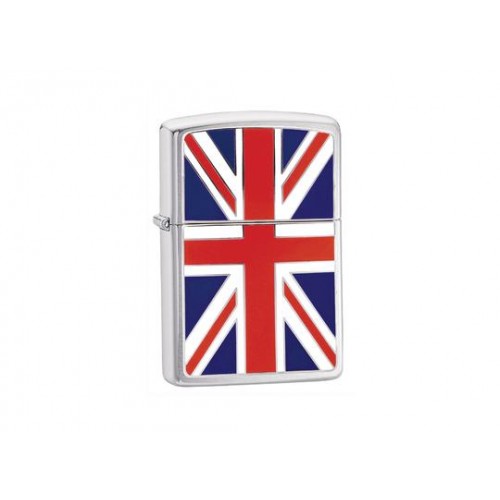 Union Jack Brushed Chrome Zippo Lighter - Genuine Zippo windproof lighter