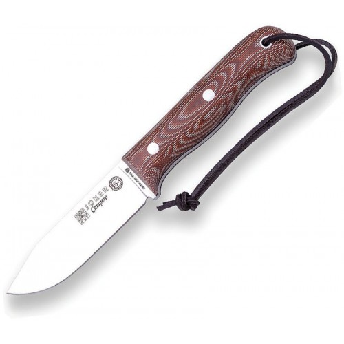 Joker BS9 Campero Knife - 4" 12C28N Stainless Steel Blade Brown Canvas Micara Handle