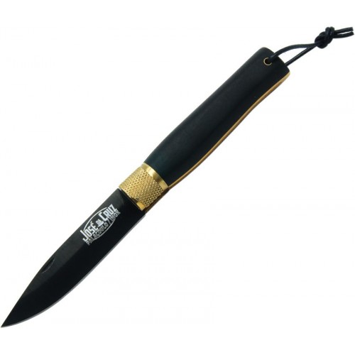 Jose Da Cruz Large Luxurious Folding Pocket Knife - 3.25" Black Stainless Steel Blade Ebony Boxwood Handle
