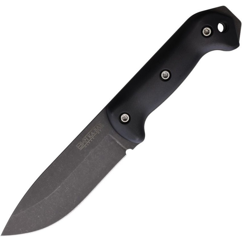 KA-BAR Becker Campanion Fixed Blade Knife - 5.38" Black Stonewash MagnaCut Blade Black Handle