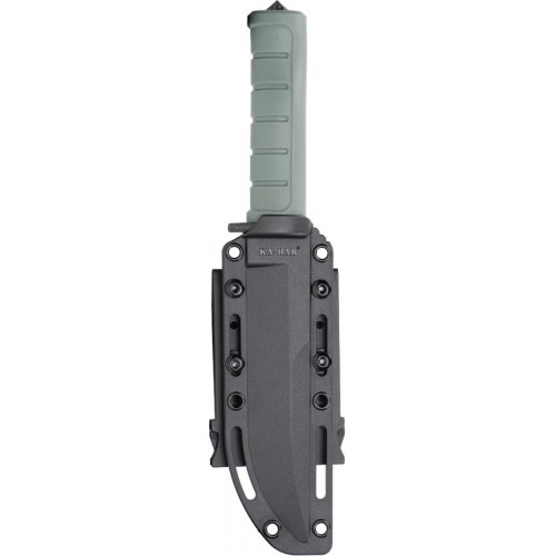 KA-BAR 6100 Dust I Fixed Blade Knife - 6.13" D2 Black Clip Point Blade Green GFN Handle