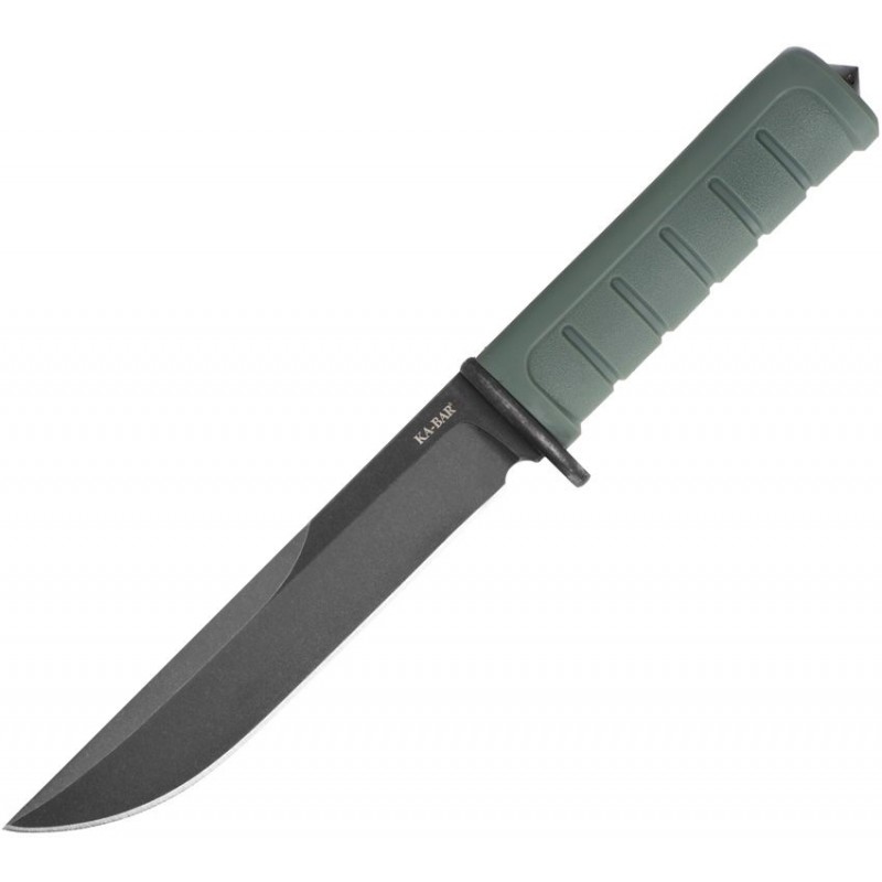 KA-BAR 6100 Dust I Fixed Blade Knife - 6.13" D2 Black Clip Point Blade Green GFN Handle