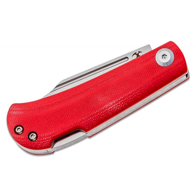 Kansept Knives Wedge Folding Knife - 2.45" 154CM Stonewashed Blade Red G10 Handle