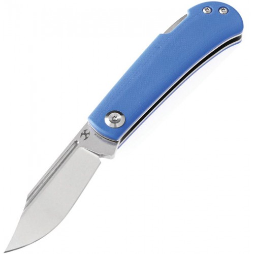 Kansept Knives Wedge Folding Knife - 2.45" 154CM Stonewashed Blade Blue G10 Handle