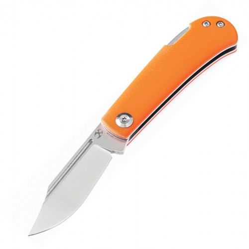 Kansept Knives Wedge Folding Knife - 2.45" 154CM Stonewashed Blade Orange G10 Handle