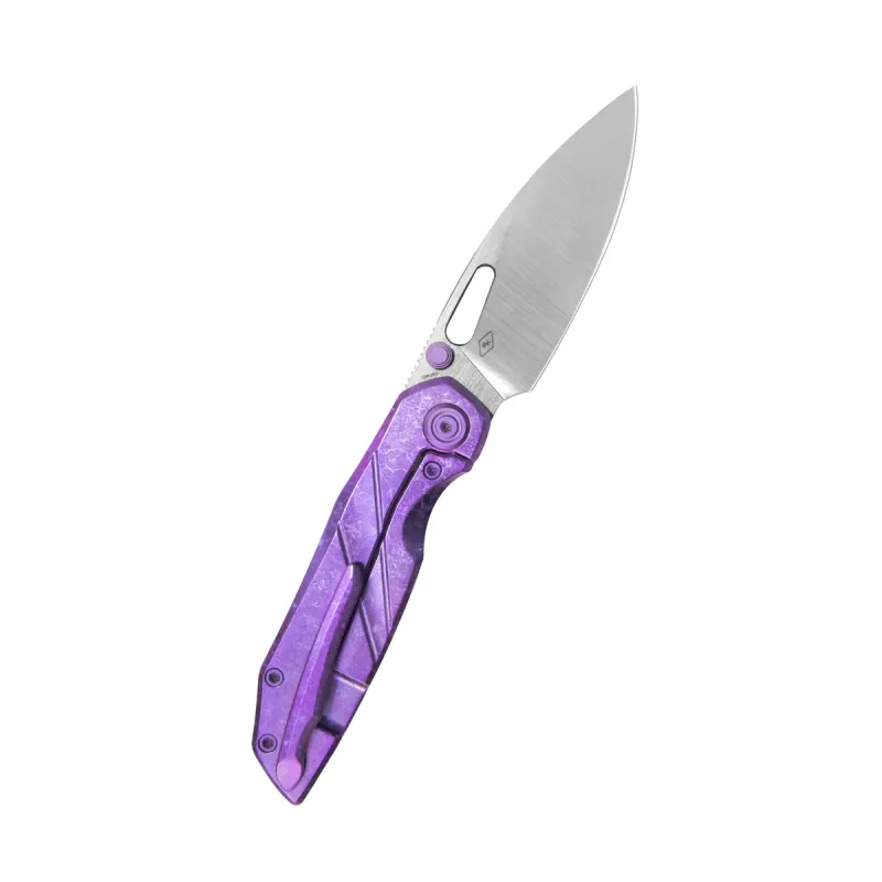 KB Knives Sear Folding Knife - 2.99" CPM-S90V Stainless Steel Blade Crystallized Titanium Purple Anodized Finish Handle Cyclaire Knives and Tools