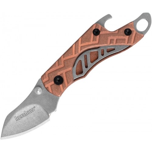 Kershaw 1025CU Cinder Keychain Folding Knife 1.4" Stonewashed Blade Copper Handle