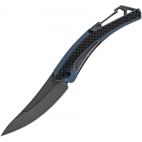 Kershaw Reverb XL Pocket Knife - 3.25" Grey TiNi Coated Stainless Steel Blade Blue G10 Handle