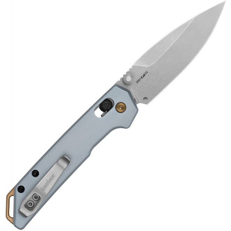 Kershaw Mini Iridium DuraLock KVT Folding Knife - 3" D2 Spear Point Blade Ice Blue Aluminum Handle