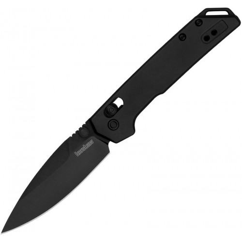 Kershaw Mini Iridium DuraLock KVT Folding Knife - 3" D2 Black Spear Point Blade Black Aluminum Handle