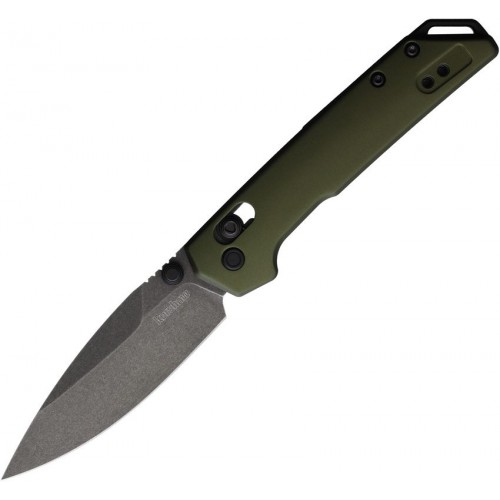 Kershaw Mini Iridium DuraLock KVT Folding Knife - 3" D2 Black Spear Point Blade OD Green Aluminum Handle