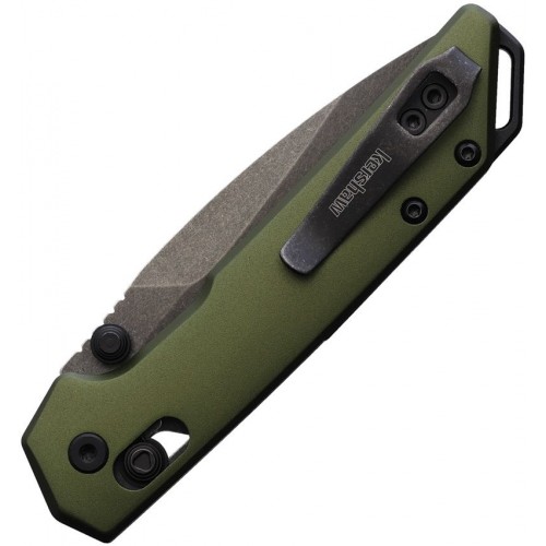 Kershaw Mini Iridium DuraLock KVT Folding Knife - 3" D2 Black Spear Point Blade OD Green Aluminum Handle