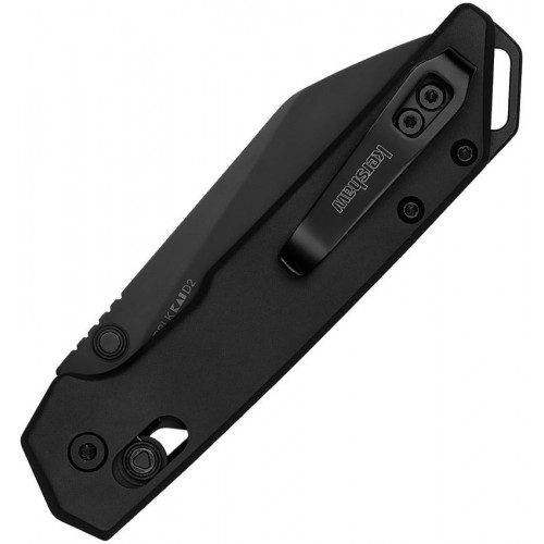 Kershaw Mini Iridium DuraLock KVT Folding Knife - 3" D2 Black Reverse Tanto Blade Black Aluminum Handle