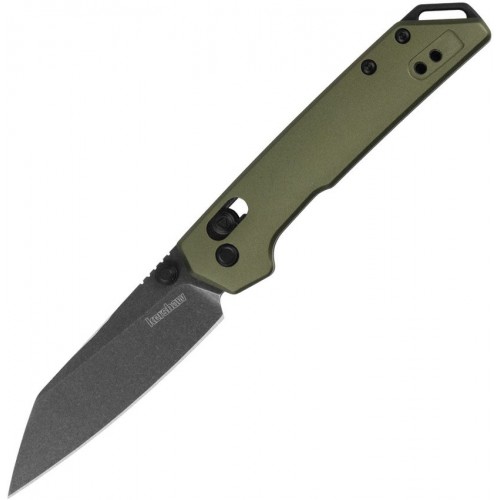 Kershaw Mini Iridium DuraLock KVT Folding Knife - 3" D2 Black Reverse Tanto Blade Green Aluminum Handle