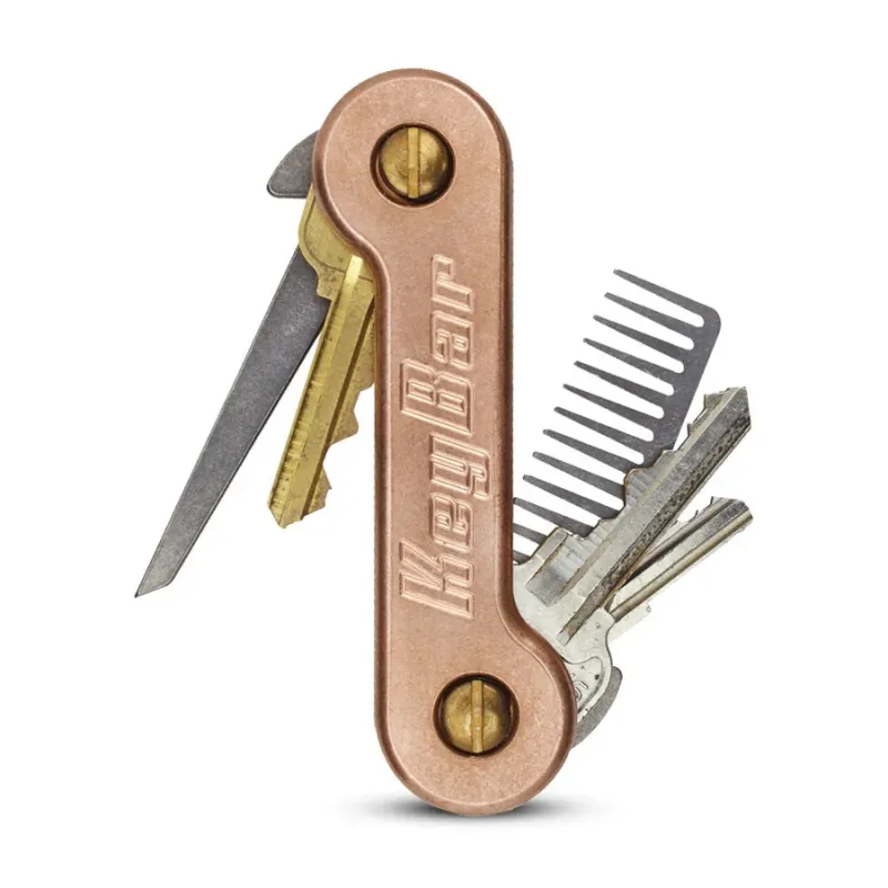 KeyBar Copper Key Organizer – Solid Copper EDC Key Holder for upto 12 Keys Cyclaire Knives and Tools