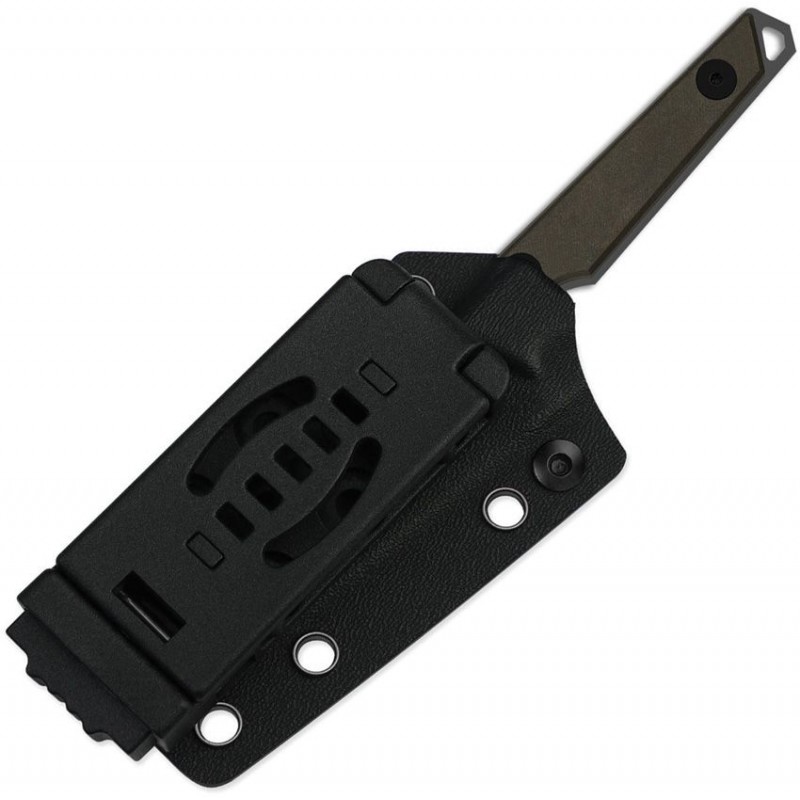 Kizer Phasmids Fixed Blade Knife - 2.8" AEB-L Gray Stonewashed Sheepsfoot Blade Chocolate Glacier Richlite Handle