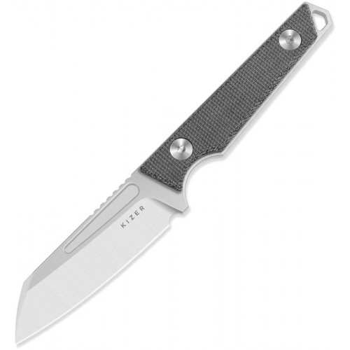 Kizer Phasmids Fixed Blade Knife - 2.8" AEB-L Sheepsfoot Blade Grey Canvas Micarta Handle