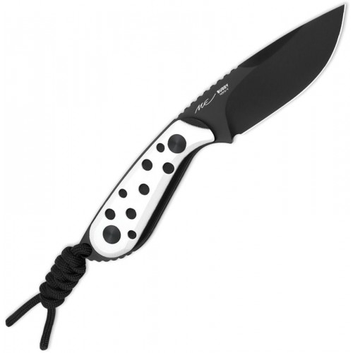 Kizer Buddy Fixed Blade Knife - 3" Nitro-V DP Blade Black and White G10 Handle