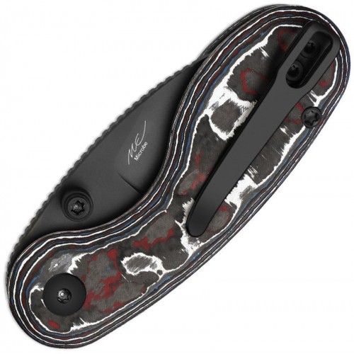 Kizer Microbe Folding Knife - 2.13" Black Coated Bohler M390 Stainless Steel DP Blade Fat Carbon Fiber Handle