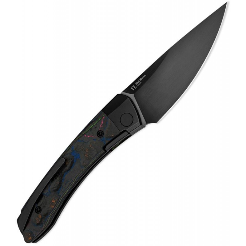 Kizer Mini Momo Folding Knife - 3.2" Black Finish S35VN Stainless Steel Blade 80s Camo CF Handle