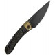 Kizer Mini Momo Folding Knife - 3.2" Black DLC Coated S90V Blade Gold Dark Matter CF Handle