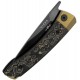 Kizer Mini Momo Folding Knife - 3.2" Black DLC Coated S90V Blade Gold Dark Matter CF Handle