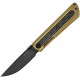 Kizer Quoll Folding Knife - 2.95" S45VN Black DLC-Ultra Drop Point Blade Bronze Titanium Handle Textured Zirconium Inlay