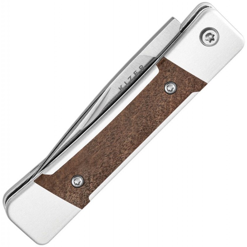 Kizer Little Grand UK EDC Folding Knife - 2.52" Nitro-V DP Blade Aluminum Handle with Mkuruti Wood Inlay