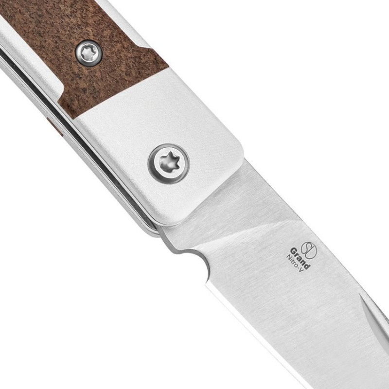 Kizer Little Grand UK EDC Folding Knife - 2.52" Nitro-V DP Blade Aluminum Handle with Mkuruti Wood Inlay