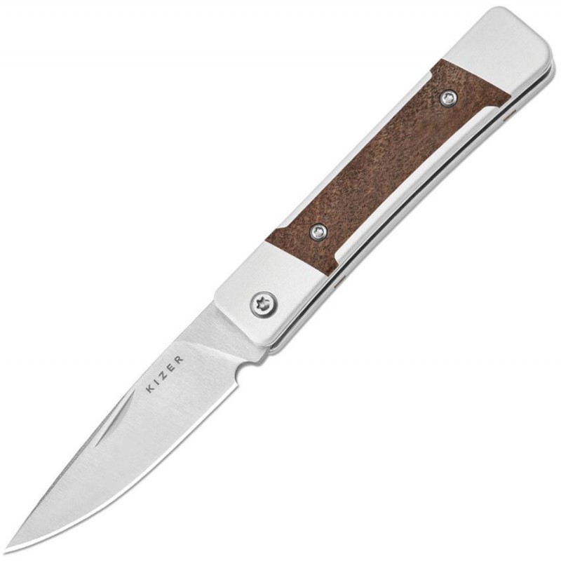 Kizer Little Grand UK EDC Folding Knife - 2.52" Nitro-V DP Blade Aluminum Handle with Mkuruti Wood Inlay
