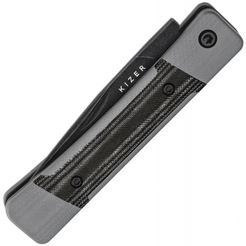 Kizer Little Grand UK EDC Folding Knife - 2.52" Black Nitro-V Blade Grey G10 Handle with Black Micarta Inlays