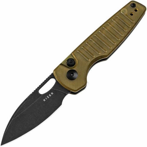 Kizer Parakeet Folding Knife - 2.46" Nitro-V Black DP Blade, Milled Ultem Handle