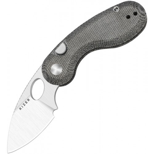 Kizer Microbe Folding Knife - 2.13" 14C28N Stainless Steel DP Blade Black Norplex Ultrex Micarta Handle