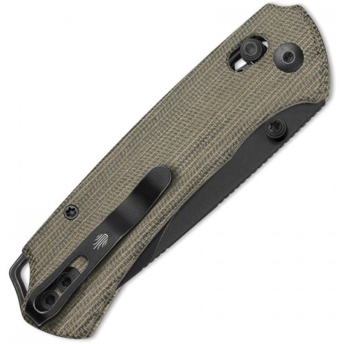 Kizer Hennicke Task I T1 CD Clutch Lock Folding Knife - 3.2" Nitro-V Black Blade Olive Green Norplex UltreX Micarta Handle