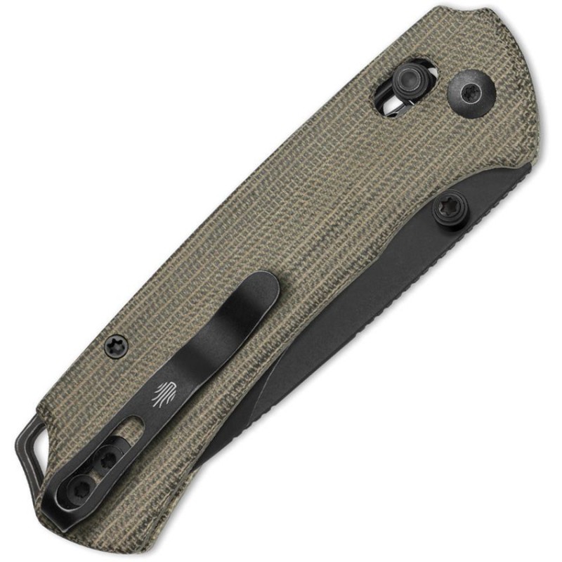 Kizer Hennicke Task I T1 CD Clutch Lock Folding Knife - 3.2" Nitro-V Black Blade Olive Green Norplex UltreX Micarta Handle